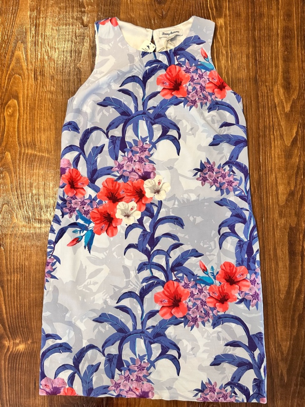 Tommy Bahama Alameda Blooms Shift Dress Blue Pink Floral Tropical Pockets New XS